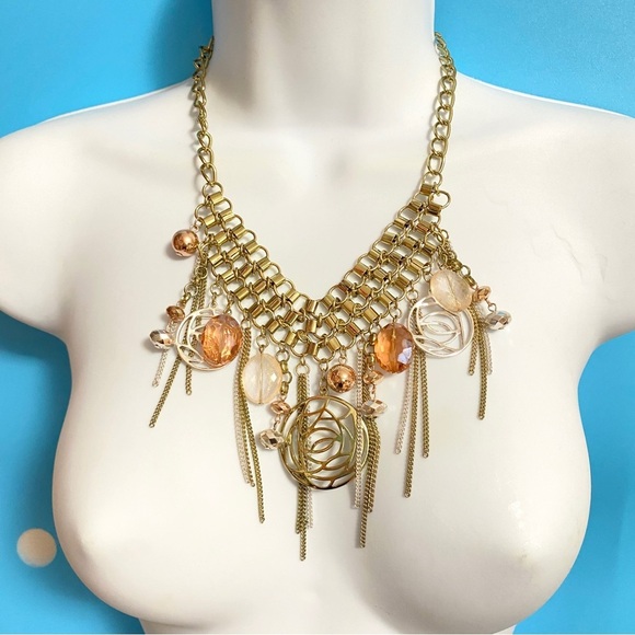 Goldtone Dangle Statement Necklace - Picture 8 of 8